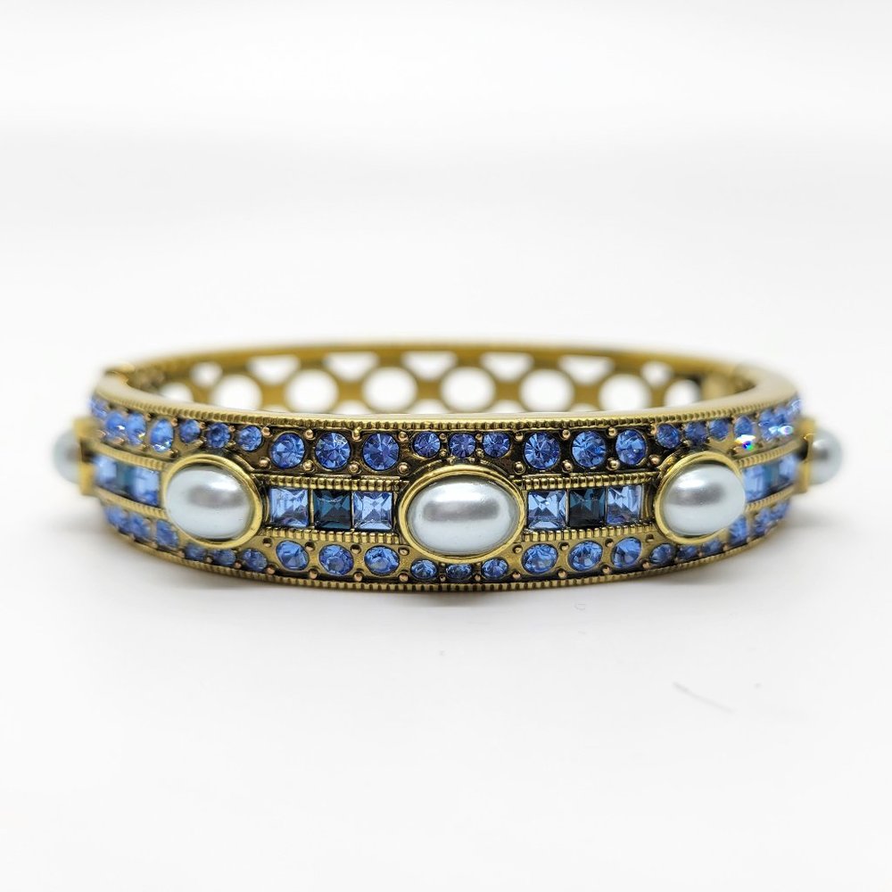Heidi Daus  Blue Rhinestone & Faux Pearl Bracelet